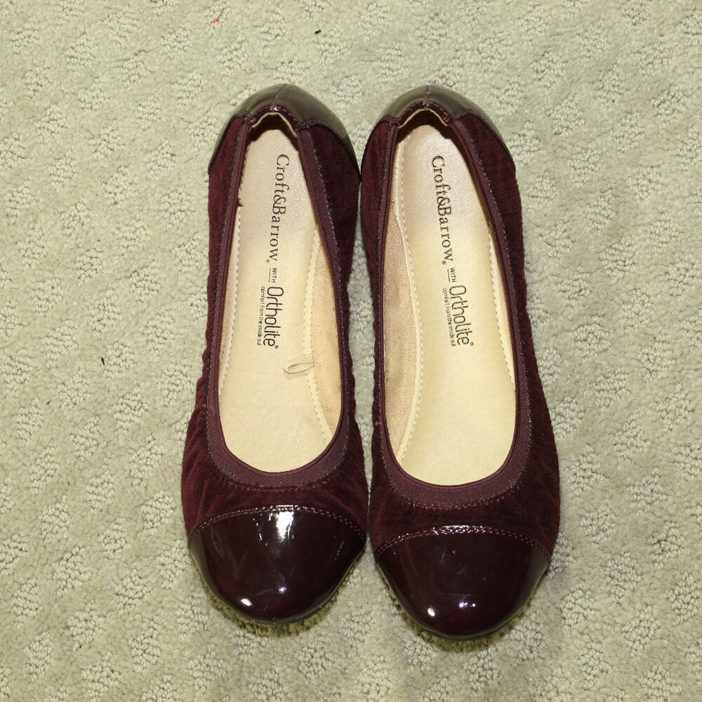 Croft & Barrow Ortholite Womens 73277 Sz 7.5M Maroon Ballet Flats - Picture 2 of 6